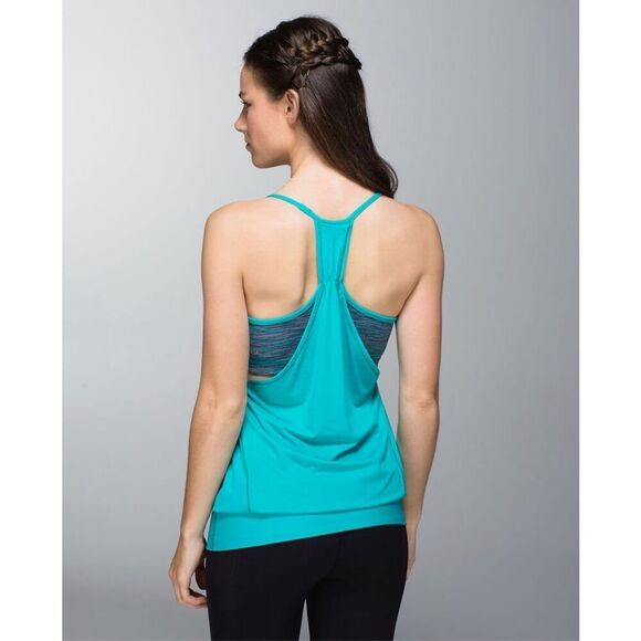 Size 6 Lululemon No Limits Tank Blue Tropics / Wee Are From Space Blue Tropics - Picture 1 of 11